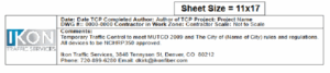 Traffic Control Plan (TCP) Title Bar contains key information